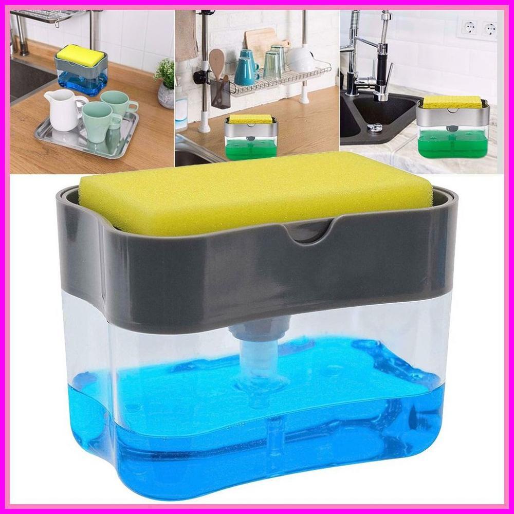 2-in-1 Pump Soap Dispenser and Sponge Caddy For Dish