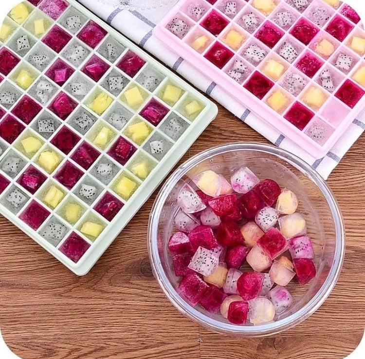 96 Grids Plastic Fruit Ice Cube Tray, Creative Small Ice Cube Square Shape Mold, Easy Release Mini Ice Cube Tray